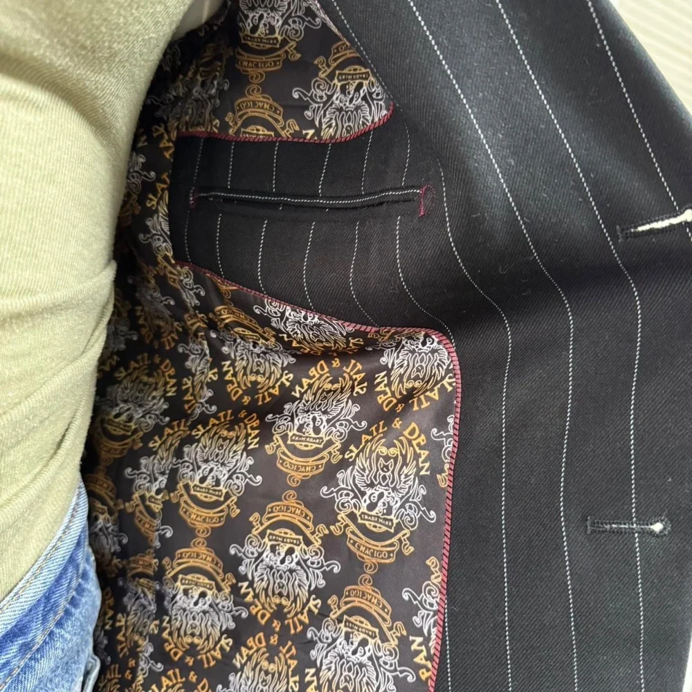 Vintage Slatl & Dean Pinstripe Blazer – Men’s Medium, Women’s Oversized Fit Des - Picture 2 of 8